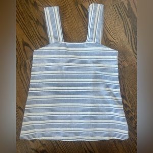 Linen Lux blue striped sleeveless top Grommets S